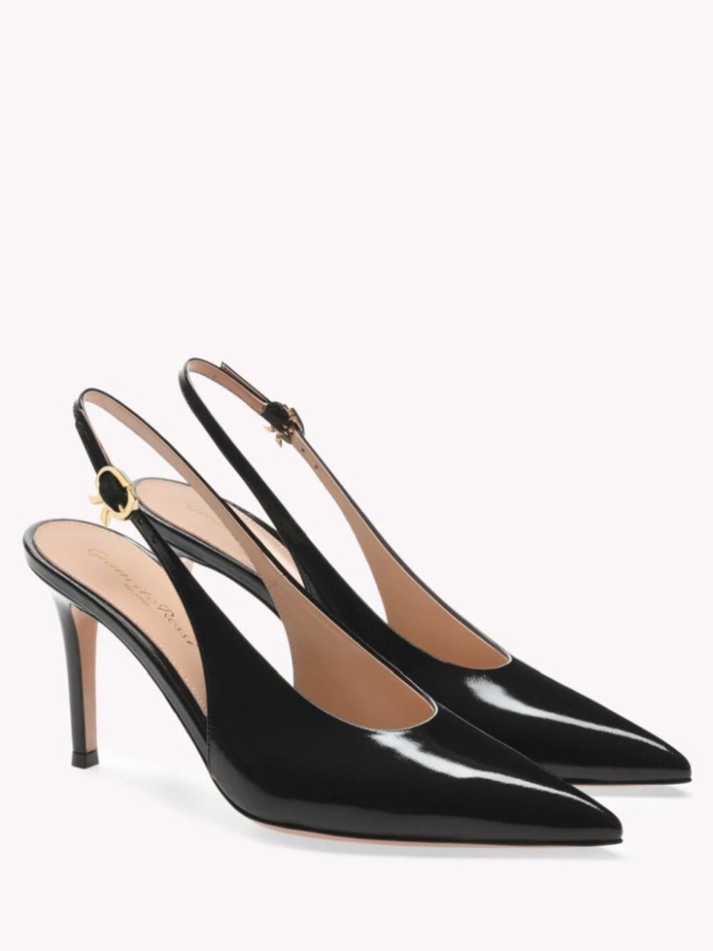 Gianvito Rossi Robbie Sling 55 Black Patent Leather Pumps EU 38.5 US 8.5 NWT